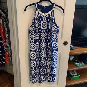 Blue/white sleeveless Nine West Dress, size 8
